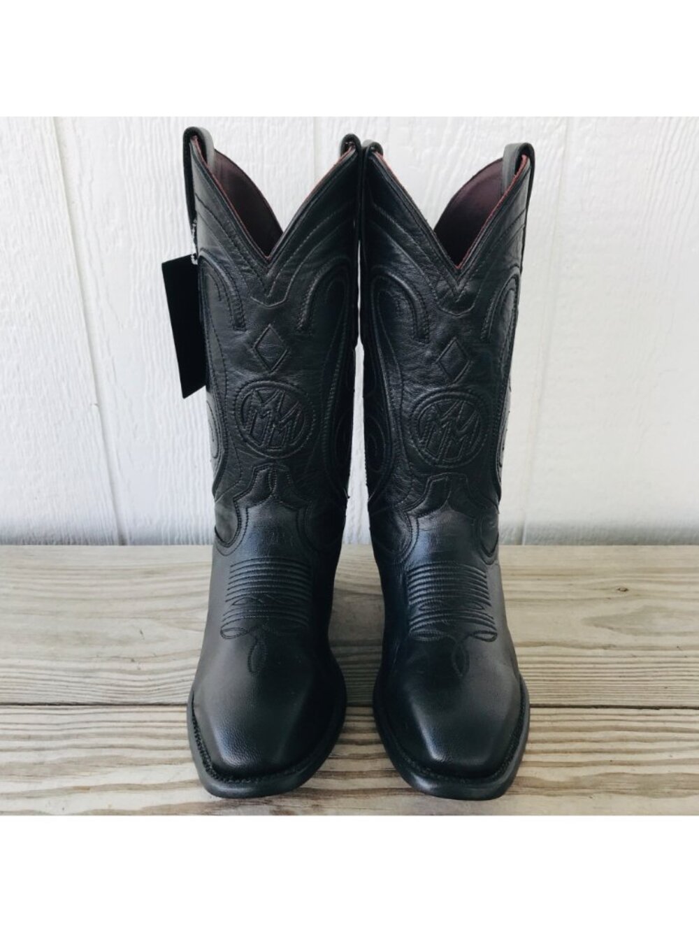 Montana San Angelo Womens Black Corded Cowboy Western Boots 8 W M2136 - Picture 11 of 13